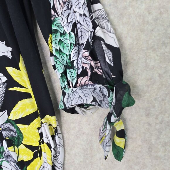 Alfani Womens 2X Black Floral Print Top With Tie Sleeves Polyester & Spandex - Picture 3 of 7